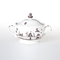 This charming Juliska sugar and jam bowl depicts a romantic scene from English country life in traditional ceramic stoneware. This charming Juliska sugar and jam bowl depicts a romantic scene from English country life in traditional ceramic stoneware.