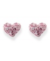 Forever a romantic at heart. Pink and white crystals dance on these Swarovski heart earrings, crafted from mixed metal. Approximate drop: 1 inch.