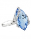 Effy Jewlery 14K White Gold Blue Topaz & Diamond Ring, 7.27 TCW Ring size 7