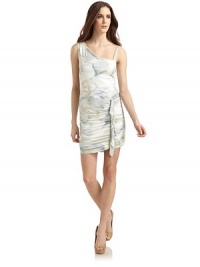 THE LOOKAsymmetrical necklineBeaded mesh detail along strapSleevelessGentle ruching, front and backFront flutter detailTHE FITAbout 35½ from shoulder to hemTHE MATERIAL92% viscose/8% spandexSilk liningCARE & ORIGINDry cleanImportedModel shown is 5'10½ (179cm) wearing US size 4. THE LOOKAsymmetrical necklineBeaded mesh detail along strapSleevelessGentle ruching, front and backFront flutter detailTHE FITAbout 35½ from shoulder to hemTHE MATERIAL92% viscose/8% spandexSilk liningCARE & ORIGINDry cleanImportedModel shown is 5'10½ (179cm) wearing US size 4.