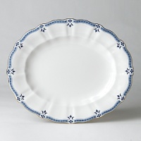 Though Grenville's geometric shapes and studs, set in a narrow border, lend the pattern a modern feel, the stylish leaf and flower elements closely follow classic Derby tradition. Though Grenville's geometric shapes and studs, set in a narrow border, lend the pattern a modern feel, the stylish leaf and flower elements closely follow classic Derby tradition.