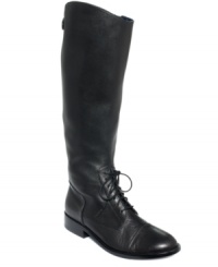 Fall in love with the lace-up upper of the Riley tall riding boots by Juicy Couture. Fall in love with the lace-up upper of the Riley tall riding boots by Juicy Couture.