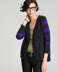 With all the details the define cool, this Aqua Cashmere cardigan is a top pick for fall. Color-block stripes, a high/low hem and side vents create a fresh look that layers over tees and camis for an endless season of style. With all the details the define cool, this Aqua Cashmere cardigan is a top pick for fall. Color-block stripes, a high/low hem and side vents create a fresh look that layers over tees and camis for an endless season of style.