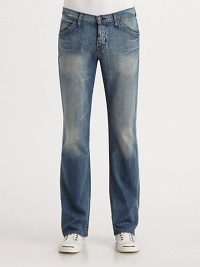 A slim, bootcut fit with the lived-in look of a longtime favorite, crafted in Italian stretch denim with unique back flap pockets. Five-pocket style Button fly Back flap pockets Inseam, about 34 98% cotton/2% elastane Made in USA A slim, bootcut fit with the lived-in look of a longtime favorite, crafted in Italian stretch denim with unique back flap pockets. Five-pocket style Button fly Back flap pockets Inseam, about 34 98% cotton/2% elastane Made in USA