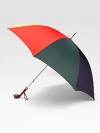 The perfect accessory for the gentleman of style, in multicolored nylon with a metal tip and putt-shaped, wooden handle.Open diameter, about 55Folded length, about 42PolyesterImported The perfect accessory for the gentleman of style, in multicolored nylon with a metal tip and putt-shaped, wooden handle.Open diameter, about 55Folded length, about 42PolyesterImported