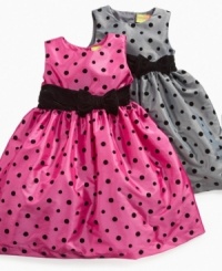 Dot her dainty looks with this sweet velvet polka dot dress from Penelope Mack. Dot her dainty looks with this sweet velvet polka dot dress from Penelope Mack.