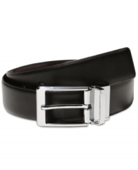 Re-versatility. This belt from Perry Ellis goes from black to brown to give you full style coverage. Re-versatility. This belt from Perry Ellis goes from black to brown to give you full style coverage.