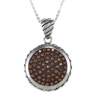 Sterling Silver Oxidized Champagne CZ Circle Pendant with 18 Chain Sterling Silver Oxidized Champagne CZ Circle Pendant with 18 Chain