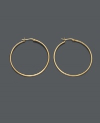 Endless hoop earrings are effortlessly chic. These stunning 24k gold over sterling silver hoop earrings by Giani Bernini feature a smooth rounded design. Approximate diameter: 1-1/2 inches. Endless hoop earrings are effortlessly chic. These stunning 24k gold over sterling silver hoop earrings by Giani Bernini feature a smooth rounded design. Approximate diameter: 1-1/2 inches.