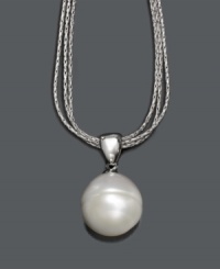 A daytime accessory or an evening statement piece. Fresh by Honora necklace features three textured sterling silver chains that stand in stark contrast to a lustrous cultured freshwater pearl (12-13 mm) pendant. Approximate length: 18 inches. Approximate drop: 3/4 inch. A daytime accessory or an evening statement piece. Fresh by Honora necklace features three textured sterling silver chains that stand in stark contrast to a lustrous cultured freshwater pearl (12-13 mm) pendant. Approximate length: 18 inches. Approximate drop: 3/4 inch.