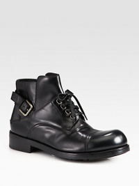 Lace-up design crafted from smooth Italian leather, gets a refreshing update with detailed stitching, buckle detail at the ankle and a cap-toe finish.Leather upperLeather liningPadded insoleRubber soleMade in Italy Lace-up design crafted from smooth Italian leather, gets a refreshing update with detailed stitching, buckle detail at the ankle and a cap-toe finish.Leather upperLeather liningPadded insoleRubber soleMade in Italy