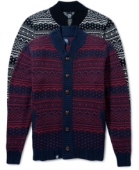 Polish up your style in one of these classic style cardigans with fairisle pattern and unique wooden buttons by LRG. Makes a great gift. Polish up your style in one of these classic style cardigans with fairisle pattern and unique wooden buttons by LRG. Makes a great gift.