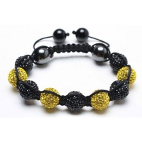 Bling Jewelry Cyber Shamballa Inspired Bracelet Black and Yellow Crystal Balls 12mm Bling Jewelry Cyber Shamballa Inspired Bracelet Black and Yellow Crystal Balls 12mm