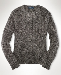 A classic crewneck sweater is constructed from soft ragg cotton for polished, versatile style. A classic crewneck sweater is constructed from soft ragg cotton for polished, versatile style.