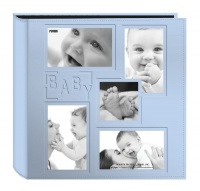 Pioneer Collage Frame Embossed Baby Sewn Leatherette Cover Photo Album, Baby Blue Pioneer Collage Frame Embossed Baby Sewn Leatherette Cover Photo Album, Baby Blue
