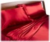 Divatex Home Fashions Royal Opulence Satin King Sheet Set, Red