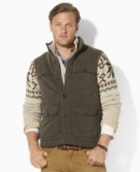 A stylish homage to the rugged wilderness, the Thicket vest is crafted from soft French terry fleece with a bold plaid interior and classic utility details. A stylish homage to the rugged wilderness, the Thicket vest is crafted from soft French terry fleece with a bold plaid interior and classic utility details.
