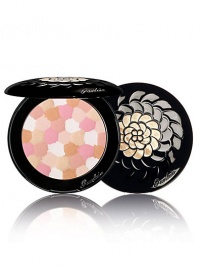 The name of this travel pressed powder means black dragon and it combines 6 shades to ensure a pure, flawless and luminous complexion regardless of skin tone. Matte shades are paired with 2 white and gold illuminating shades that add subtle radiance. The delicate black metal powder compact is sculpted with a gold mother-of-pearl rosette and tucked inside a black suede-like pouch (not shown). Made in France. 