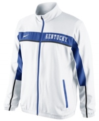 Turn up the volume and make the support of your favorite NCAA team loud and clear with this Kentucky Wildcats jacket featuring Dri-Fit technology from Nike. Turn up the volume and make the support of your favorite NCAA team loud and clear with this Kentucky Wildcats jacket featuring Dri-Fit technology from Nike.