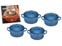 Le Creuset Set of 4 Mini Cocottes with Cookbook, Marseille Le Creuset Set of 4 Mini Cocottes with Cookbook, Marseille