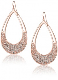 Jessica Simpson Rose Gold Tone Pave Tear Drop Hoop Earrings