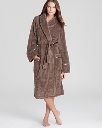 Plushly textured and satin-trimmed, PJ Salvage's fleece robe puts a wrap on staying warm this winter. Plushly textured and satin-trimmed, PJ Salvage's fleece robe puts a wrap on staying warm this winter.