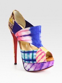 A vibrant tie-dyed pattern transforms this sexy platform silhouette with skin-baring cutouts. Self-covered heel, 6 (150mm)Covered platform, 1½ (40mm)Compares to a 4½ heel, (115mm)Cotton upperLeather liningSignature red leather solePadded insoleMade in Italy A vibrant tie-dyed pattern transforms this sexy platform silhouette with skin-baring cutouts. Self-covered heel, 6 (150mm)Covered platform, 1½ (40mm)Compares to a 4½ heel, (115mm)Cotton upperLeather liningSignature red leather solePadded insoleMade in Italy