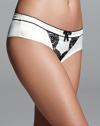 Pleasure State elevates the Brazilian-cut brief with delicate lace details in a contrasting hue. Style #P38-2197W. Pleasure State elevates the Brazilian-cut brief with delicate lace details in a contrasting hue. Style #P38-2197W.
