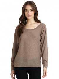 THE LOOKRibbed scoopneckLong dolman sleevesSemi-sheerPullover styleTHE FITAbout 23 from shoulder to hemTHE MATERIALCashmereCARE & ORIGINDry cleanImported THE LOOKRibbed scoopneckLong dolman sleevesSemi-sheerPullover styleTHE FITAbout 23 from shoulder to hemTHE MATERIALCashmereCARE & ORIGINDry cleanImported