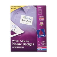 Avery Adhesive Name Badges, 2.33 x 3.375 inches, White, Pack of 160 (08395) Avery Adhesive Name Badges, 2.33 x 3.375 inches, White, Pack of 160 (08395)