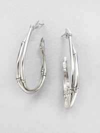 From the Bamboo Collection. Oval arcs of bamboo-motif sterling silver twist around one another in these graceful yet striking open hoops.Sterling silverDrop, about 1.8Post backMade in Bali