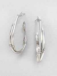 From the Bamboo Collection. Oval arcs of bamboo-motif sterling silver twist around one another in these graceful yet striking open hoops.Sterling silverDrop, about 1.8Post backMade in Bali From the Bamboo Collection. Oval arcs of bamboo-motif sterling silver twist around one another in these graceful yet striking open hoops.Sterling silverDrop, about 1.8Post backMade in Bali