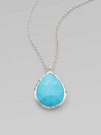 From the Rock Candy Collection. A faceted teardrop of vivid turquoise, set in polished sterling silver on a silver chain.Turquoise Sterling silver Adjustable chain length, about 16-18 Pendant, about 1 Lobster clasp Imported