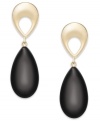 Everyday elegance. These pretty drop earrings feature an onyx teardrop (18-3/4 ct. t.w.) in a smooth 14k gold post setting. Approximate drop: 1-1/2 inches.
