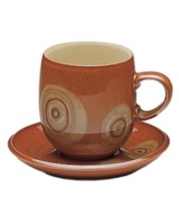 Add a whimsical touch to the casual table with the large Chilli mug from Denby's Fire dinnerware. The dishes have a mod circle design in natural green and warm terra cotta hues that create a contrasting yet coordinated look. Add a whimsical touch to the casual table with the large Chilli mug from Denby's Fire dinnerware. The dishes have a mod circle design in natural green and warm terra cotta hues that create a contrasting yet coordinated look.