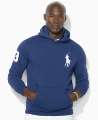 A cozy pullover hoodie is crafted from luxurious beach fleece and adorned with Ralph Lauren's Big Pony for a lounging staple that's relaxed yet refined. A cozy pullover hoodie is crafted from luxurious beach fleece and adorned with Ralph Lauren's Big Pony for a lounging staple that's relaxed yet refined.