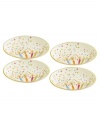 Pass around the birthday cake pieces with this irresistibly fun set of dessert plates. Adorned with colorful candles and a burst of confetti, on fine ivory china accented with 24-karat gold.