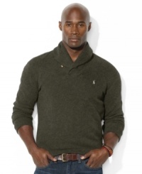 Combining the casual comfort of French-ribbed fleece with the polished refinement of a shawl collar, this essential pullover blends the best of both worlds for an utterly luxe look. Combining the casual comfort of French-ribbed fleece with the polished refinement of a shawl collar, this essential pullover blends the best of both worlds for an utterly luxe look.