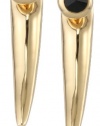 Viento Pointed Jet Swarovski Tusk Gold Finish Stud Earrings