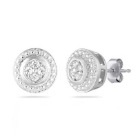Sterling Silver Diamond Round Earrings (1/10 cttw, I-J Color, I2-I3 Clarity) Sterling Silver Diamond Round Earrings (1/10 cttw, I-J Color, I2-I3 Clarity)