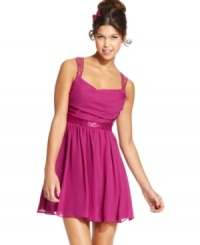 A charming evening look, this sleeveless dress from Hailey Logan combines shimmering sequin accents with an edgy back cutout for added dramatic flair! A charming evening look, this sleeveless dress from Hailey Logan combines shimmering sequin accents with an edgy back cutout for added dramatic flair!