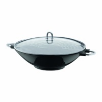 Bodum Chambord Enameled Cast Iron Wok With Glass Lid, Black Bodum Chambord Enameled Cast Iron Wok With Glass Lid, Black