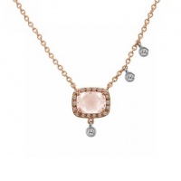 Meira T 14K Rose Gold Pave & Bezel Set Diamonds & Rectangle Cushion .96 ct Morganite Necklace Meira T 14K Rose Gold Pave & Bezel Set Diamonds & Rectangle Cushion .96 ct Morganite Necklace