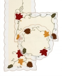 Crafted with intricate cutwork, rich embroidery and suede detail, this easy-care Sterling Forest tablecloth captures the crisp, unmistakable cool of fall. (Clearance) Crafted with intricate cutwork, rich embroidery and suede detail, this easy-care Sterling Forest tablecloth captures the crisp, unmistakable cool of fall. (Clearance)