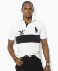 A timeless classic for casual and sporty style, a lightweight cotton jersey rugby is tailored in trim proportions with heritage-inspired embroidery. A timeless classic for casual and sporty style, a lightweight cotton jersey rugby is tailored in trim proportions with heritage-inspired embroidery.