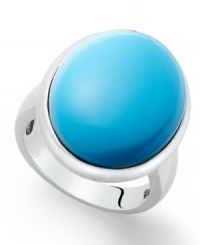 A pop of color to brighten your look. Oval-cut turquoise (20 mm x 15 mm) set in sterling silver makes the perfect summer statement. Size 7. A pop of color to brighten your look. Oval-cut turquoise (20 mm x 15 mm) set in sterling silver makes the perfect summer statement. Size 7.