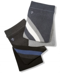 Nautica adds the surprise of bold, off-center stripes to a cozy knit scarf. Nautica adds the surprise of bold, off-center stripes to a cozy knit scarf.