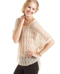An airy, open-knit sweater that drapes the body in chic style! Jessica Simpson's high-low pullover brings a spirit of effortless cool to your favorite skinny jeans. An airy, open-knit sweater that drapes the body in chic style! Jessica Simpson's high-low pullover brings a spirit of effortless cool to your favorite skinny jeans.