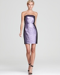 Tibi's strapless dress boasts luxe sheen and a sleek, simple silhouette for sophisticated evening style. Tibi's strapless dress boasts luxe sheen and a sleek, simple silhouette for sophisticated evening style.