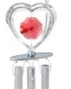 Chrome Plated Wind Chime Sun Catcher or Ornament..... Rose Heart With Red Swarovski Austrian Crystal